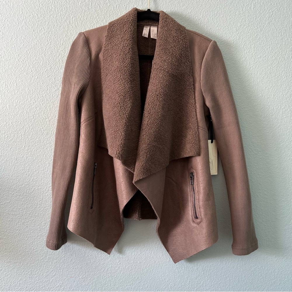 Forever 21 Brown Fleece Moto Wrap Jacket NWT M